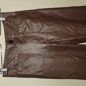 Anthro-Maeve The Colette Faux Leather Cropped Brown Size 27